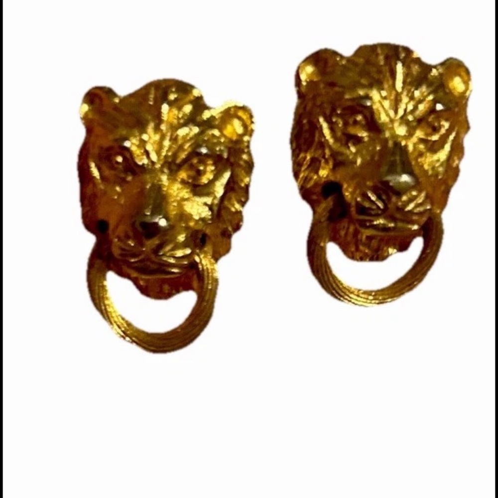 VINTAGE 1970's ICONIC LION HEAD DOOR KNOCKER EARINGS